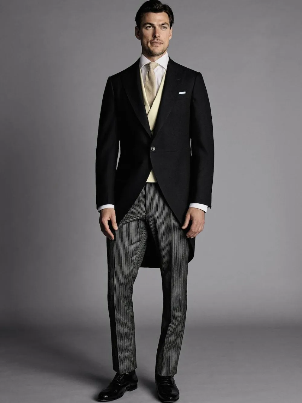 Charles Tyrwhitt Black Slim Fit Herringbone Morning Suit: Tailcoat^ Black Suits