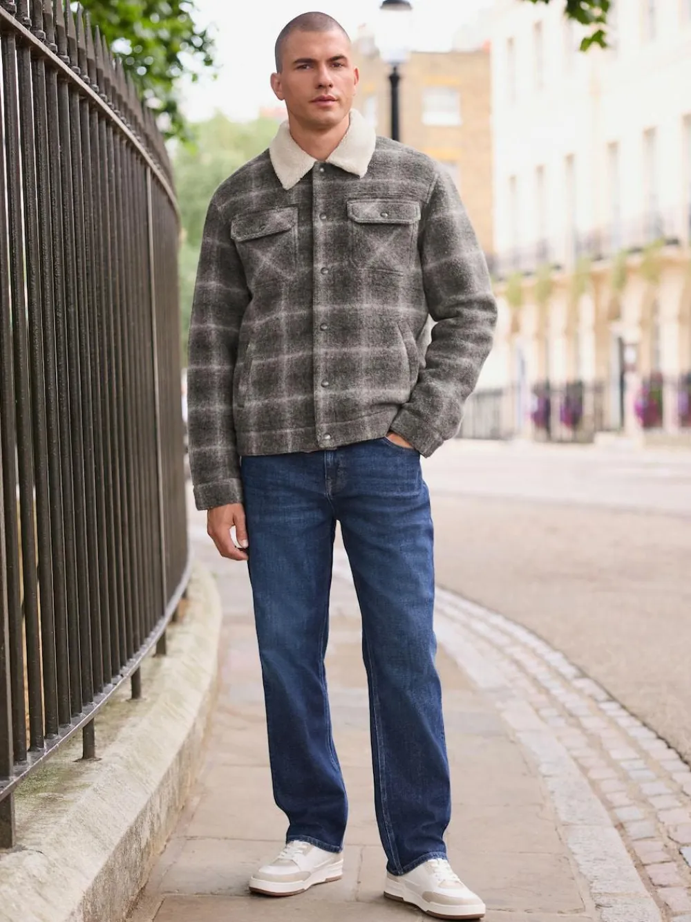 Sale Next Check Borg Lined Trucker Jacket