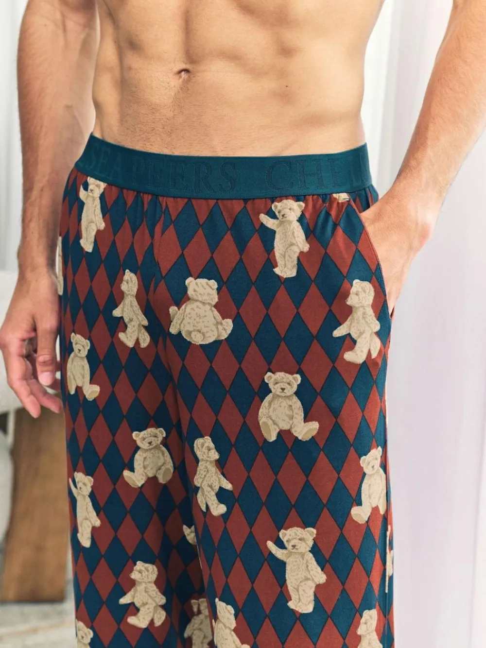 Chelsea Peers Blue Argyle Bear Print Pyjama Bottoms^ Pyjamas