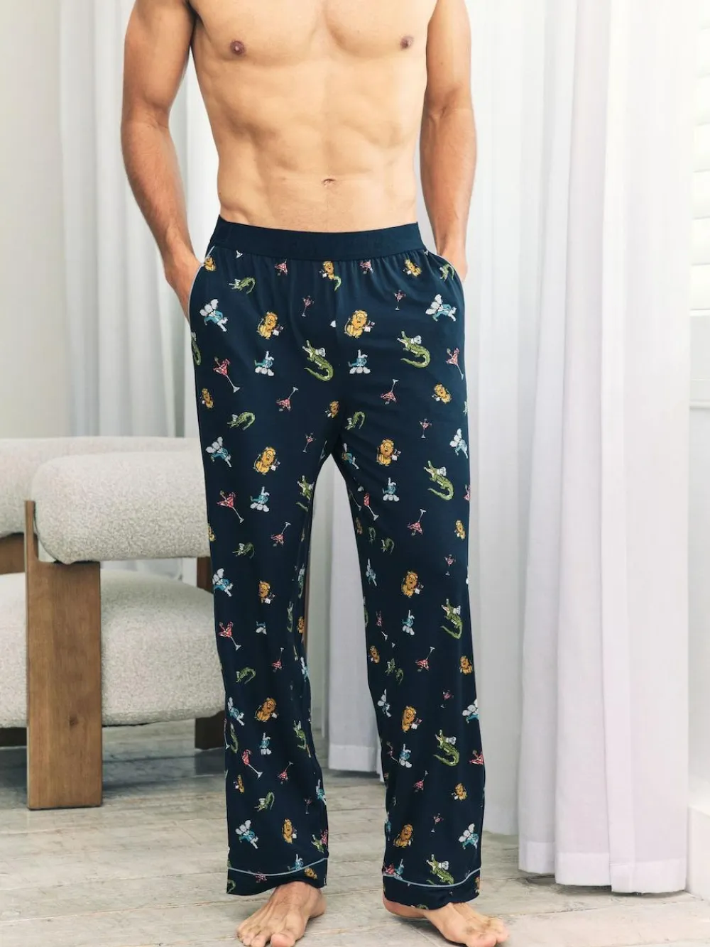 Best Chelsea Peers Blue Wild Dining Print Pyjama Bottoms