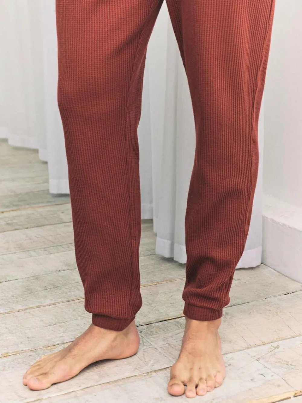 Chelsea Peers Orange Trouser Waffle Long Joggers Lounge Bottoms - Rust^ Pyjamas