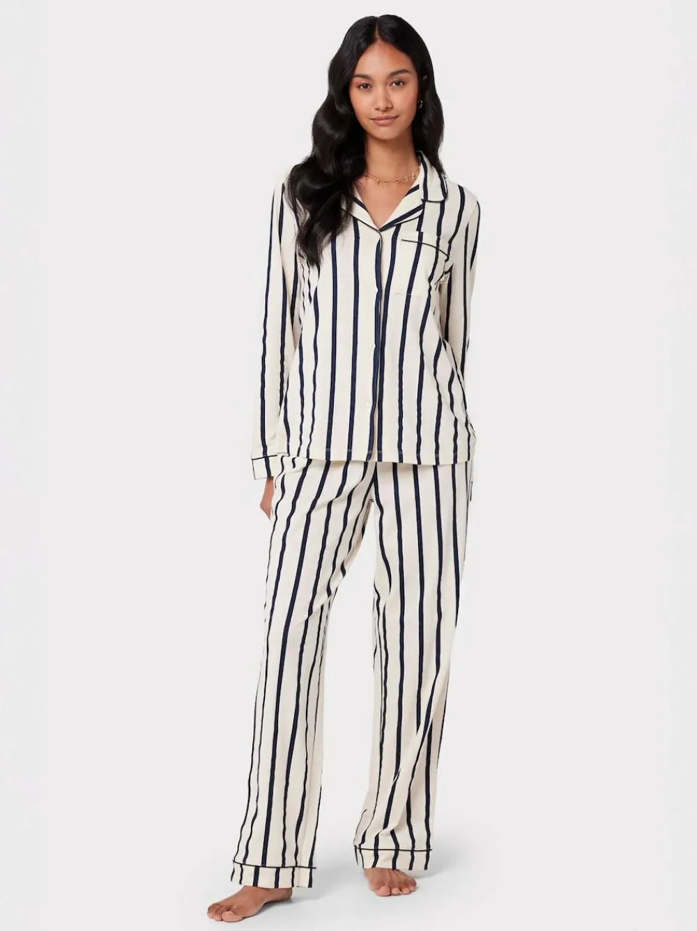 Chelsea Peers White/Blue Long Pyjamas Sets^Women Pyjamas