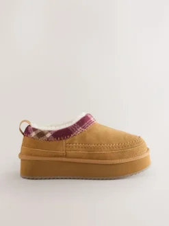 Clearance Next Forever Comfort® Leather Fur Lined Cosy Platform Shoes Chestnut Brown
