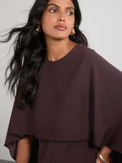 Online Next Chocolate Brown Cape Maxi Dress