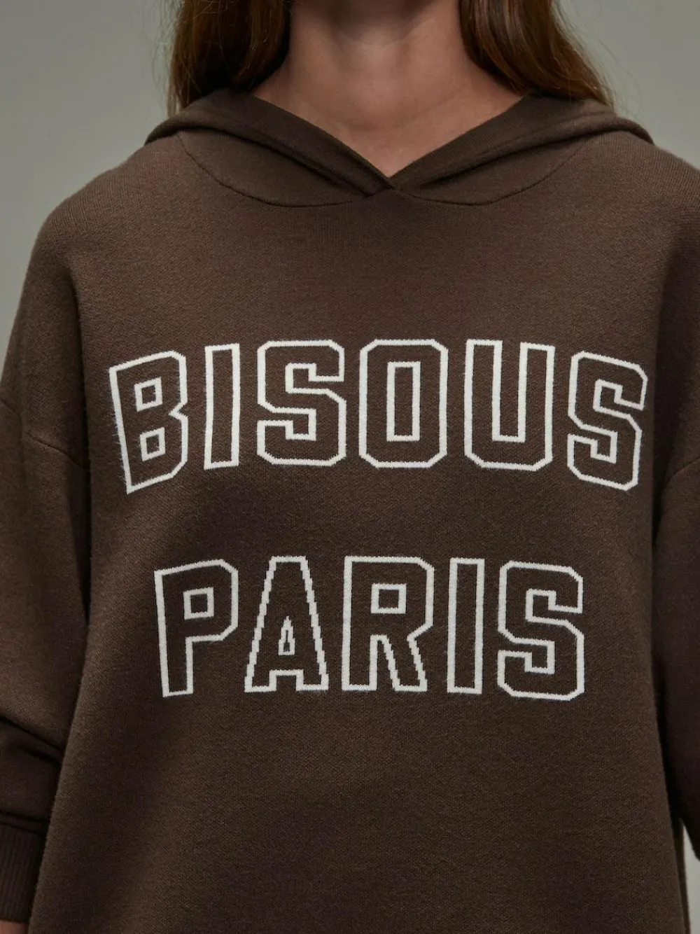 Next Compact Cosy Graphic Long Sleeve Hoodie Chocolate Brown