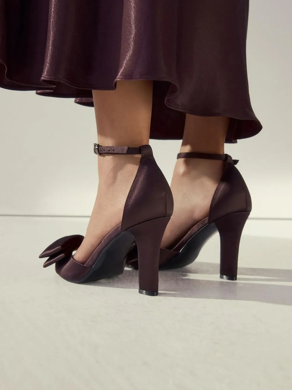 Next Forever Comfort® Satin Bow Block Heeled Sandals^Women Heels|Wide Fit & Extra Wide Fit