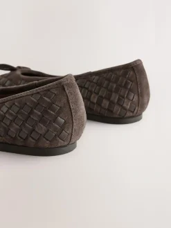 Sale Next Forever Comfort® Leather Weave Ballet Flats Chocolate Brown