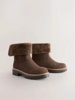 Next Forever Comfort® Faux Fur Cuff Ankle Boots^Women Wide Fit & Extra Wide Fit
