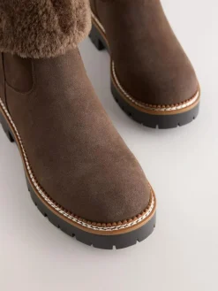 Next Forever Comfort® Faux Fur Cuff Ankle Boots^Women Wide Fit & Extra Wide Fit