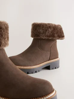 Next Forever Comfort® Faux Fur Cuff Ankle Boots^Women Wide Fit & Extra Wide Fit