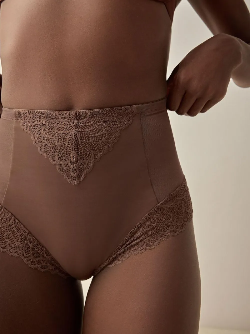 Next High Waist Brief Firm Tummy Control Shaping Briefs Chocolate Brown