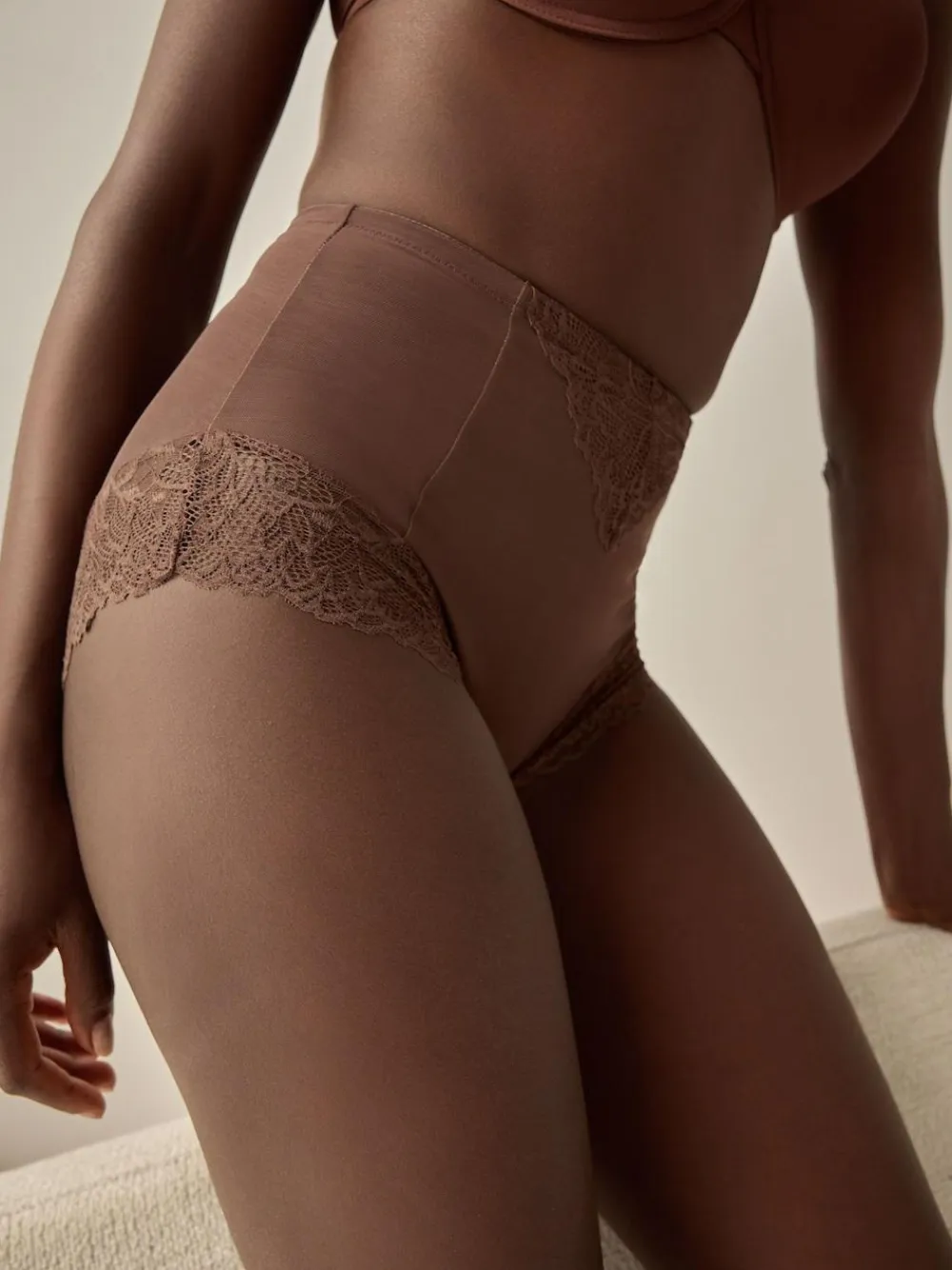 Next High Waist Brief Firm Tummy Control Shaping Briefs Chocolate Brown