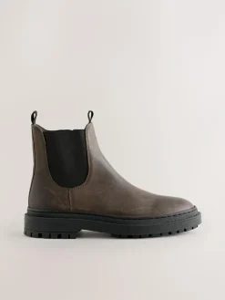 Discount Next Forever Comfort® Round Toe Chelsea Boots Chocolate Brown Oiled Leather