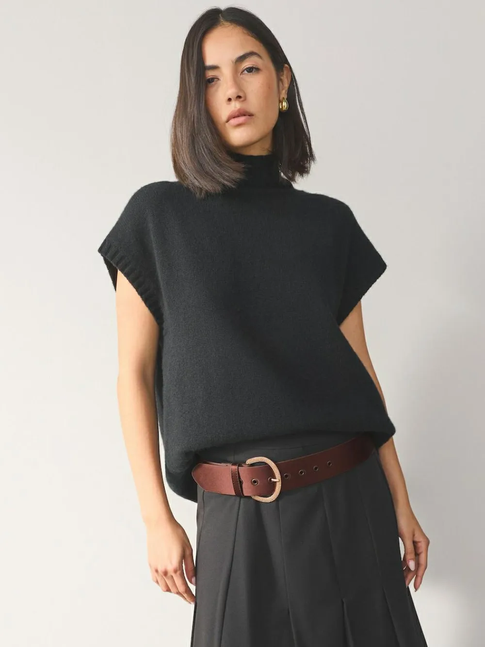 Hot Next Satin Belt with Diamante Buckle Chocolate Brown