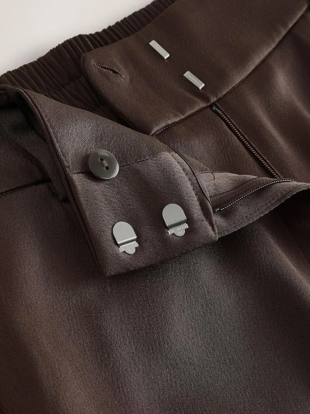 Next Chocolate Brown Satin Elastic Back Wide Leg Trousers^Women Pants