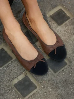 Next Chocolate Brown Standard/Wide Fit Round Toe Ballerina Shoes^Women Wide Fit & Extra Wide Fit|Flats
