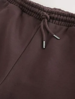 Outlet Next Chocolate Brown Straight Fit Relaxed Fit Brushback Heavyweight Joggers