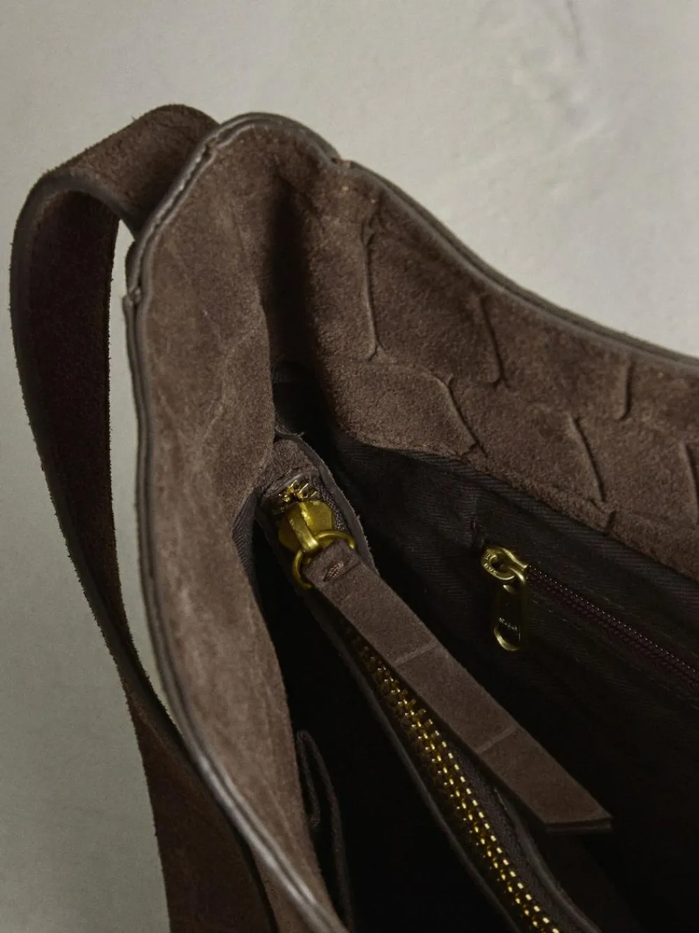 Hot Next Chocolate Brown Suede Croc Messenger Cross-Body Bag