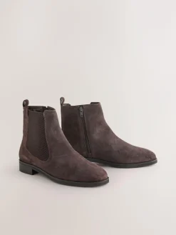 Discount Next Chocolate Brown Suede Standard/Wide Fit Forever Comfort® Chelsea Ankle Boots