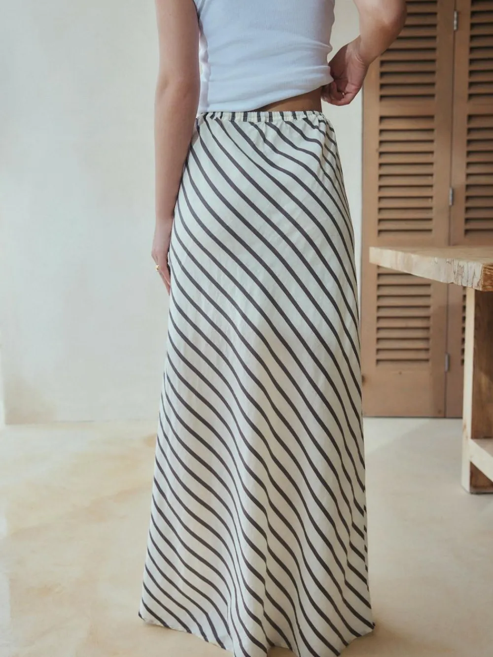 Next Chocolate Brown Summer Column Skirt With Linen^Women Skirts