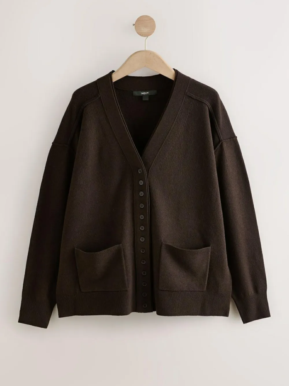 Next Chocolate Brown Supersoft V-Neck Cardigan With Pockets^Women Knitwear|Knitwear