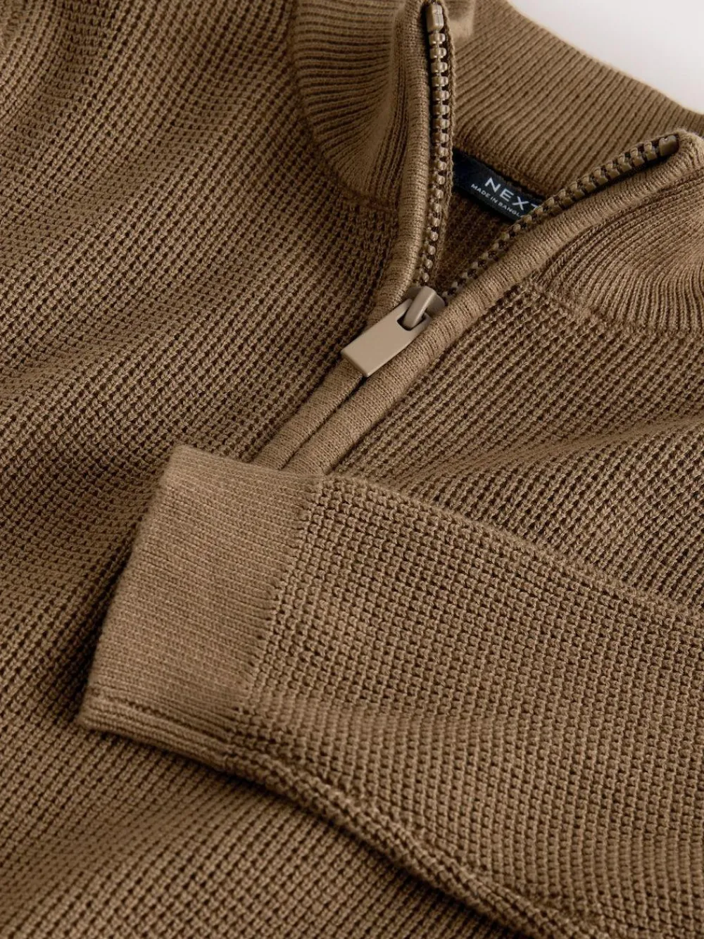 Best Next Textured Knitted Zip Neck Jumper (3-16yrs) Chocolate Brown