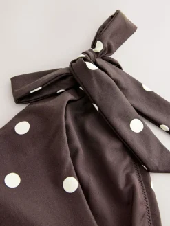 Next Chocolate Brown/Cream Spot Tie Side Bikini Bottoms^Women Swimwear
