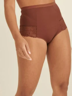 Sale Next Print Tummy Control Shaping Lace Back Brazilian Knickers 2 Pack Chocolate Nude