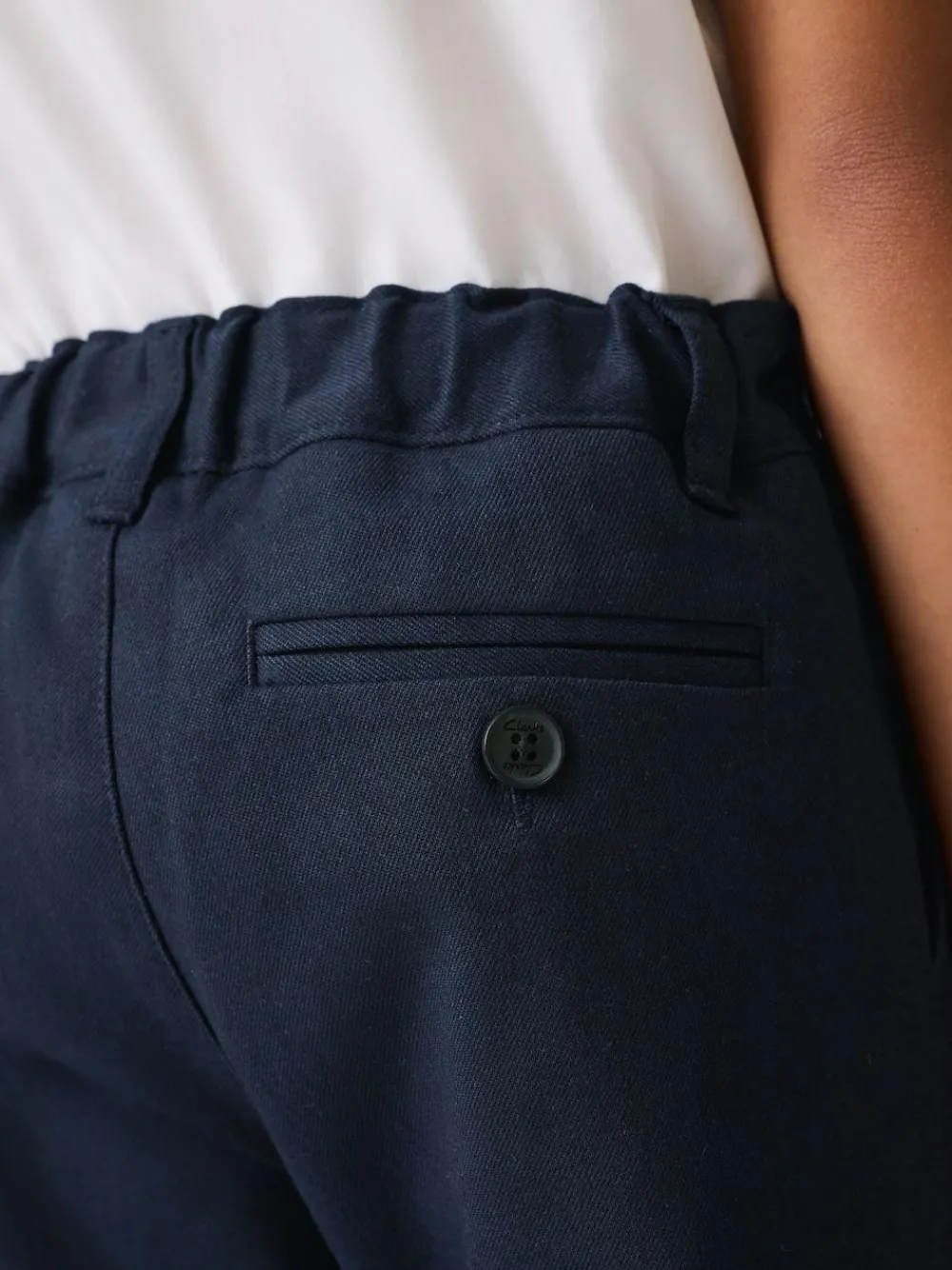 Discount Clarks Navy Slim Fit Boys Fastening School Trousers