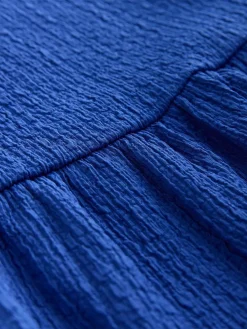 Online Next Angel Sleeve Crinkle Dress (3-16yrs) Cobalt Blue