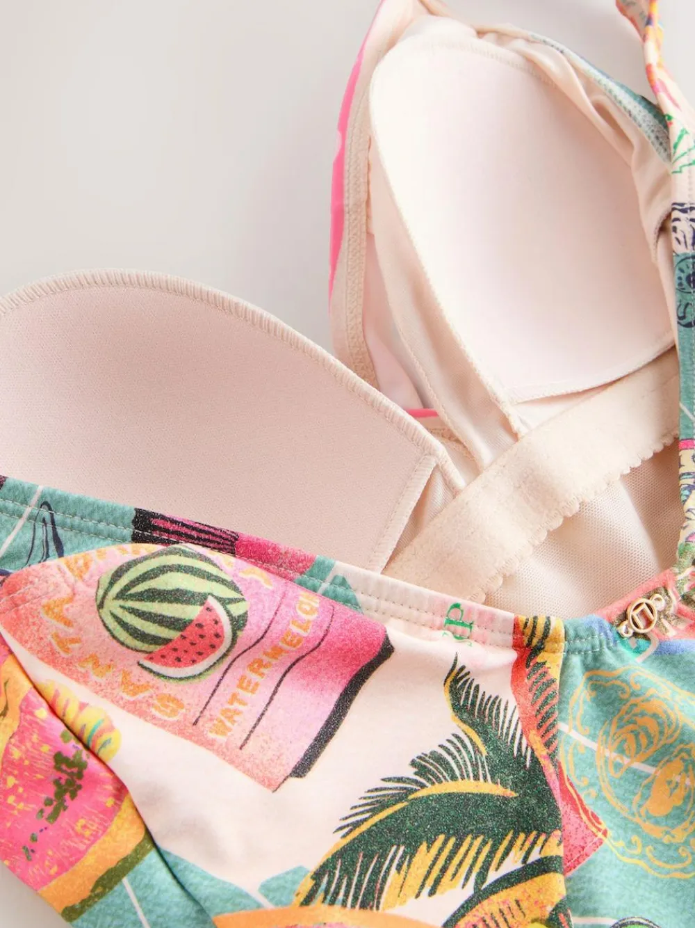 Hot Next Conversational Print Ruched Side Tummy Shaping Control Swimsuit