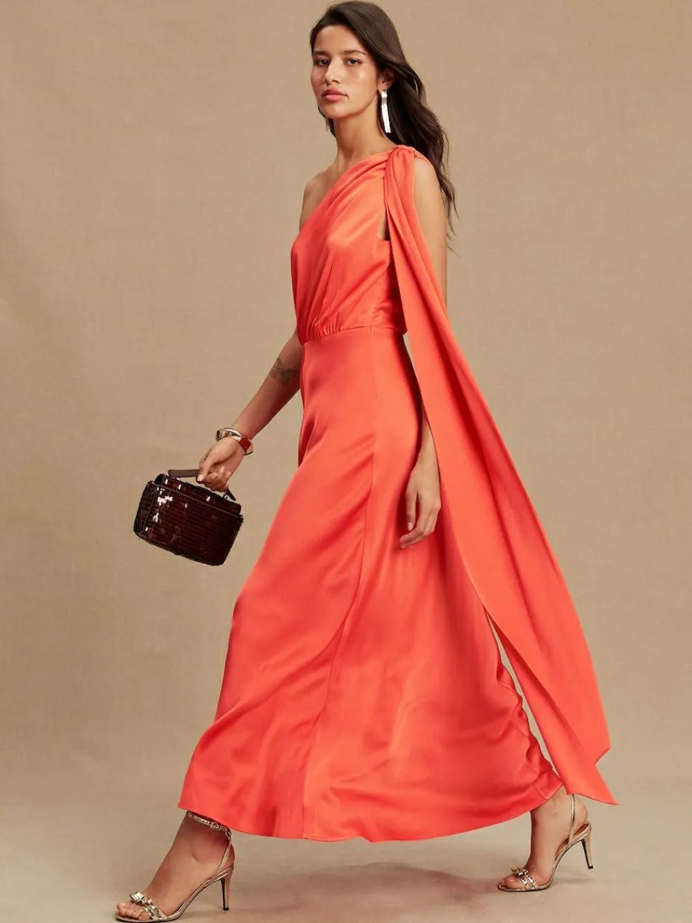 Next Textured Satin Scarf Neck Midi Dress^Women Occasionwear|Occasion Dresses