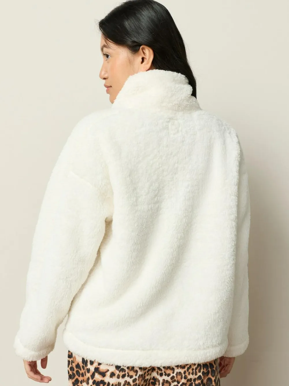 Next Cream Borg Half Zip Fleece^Women Loungewear