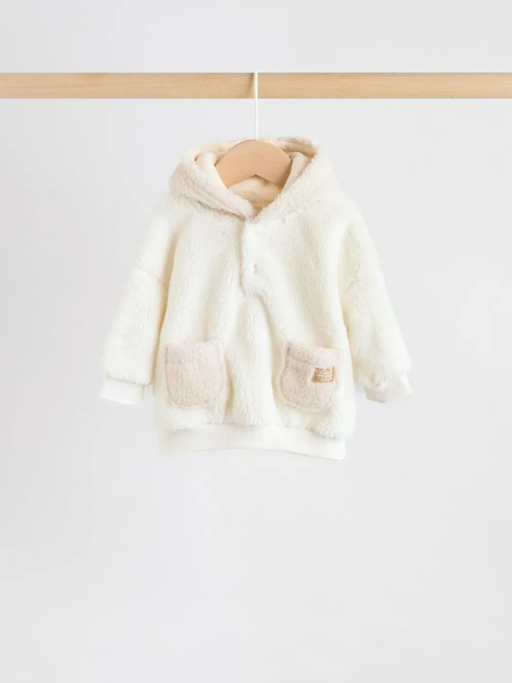 Discount Next Cream Borg Hooded Sweat and Jogger Baby Set (0mths-2yrs)