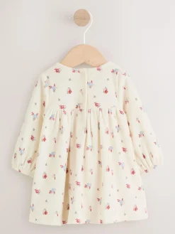 Next Baby Long Sleeve Velour Dress and Tights Set 2 Piece (0mths-2yrs) Cream Ditsy