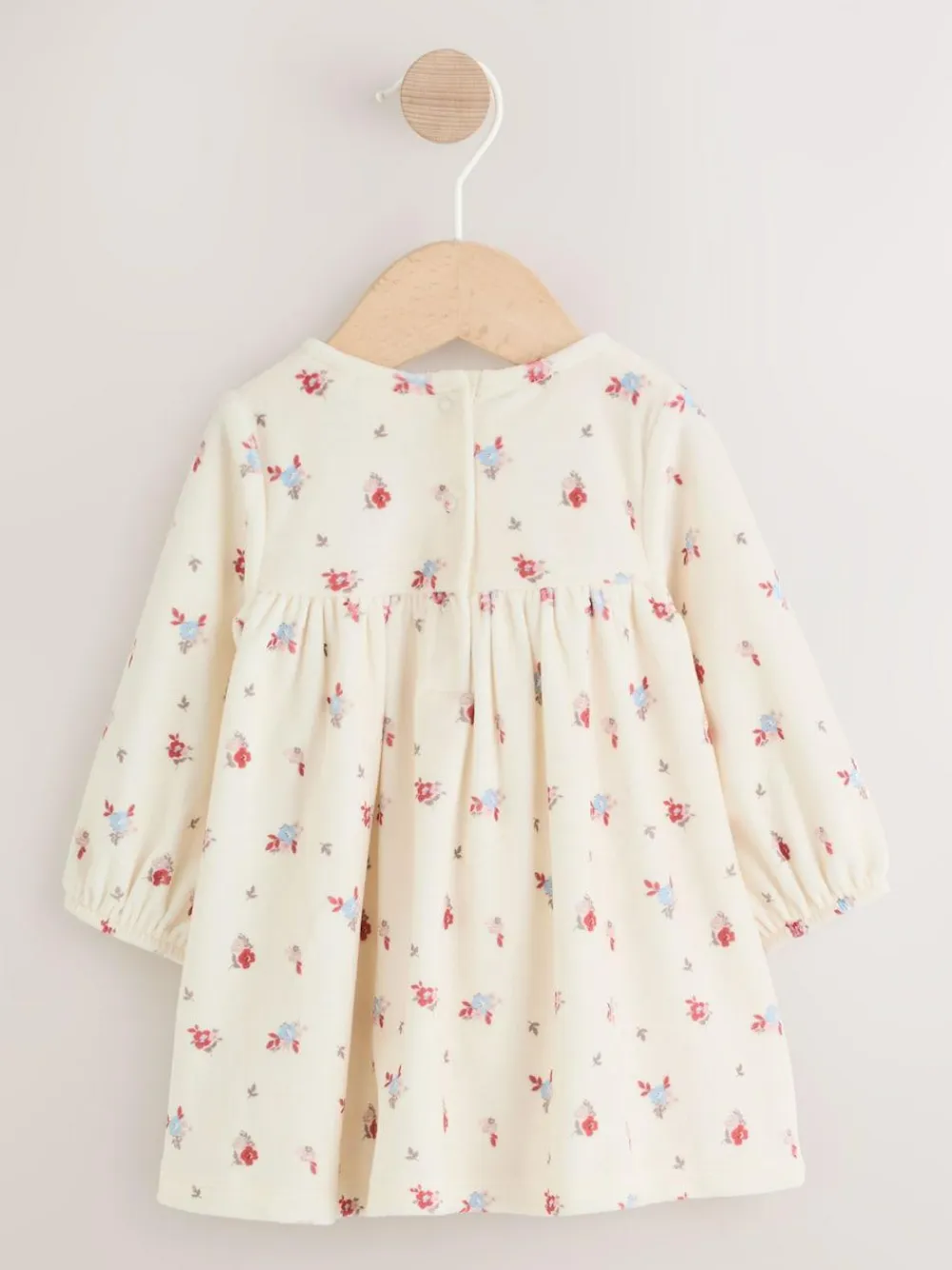 Next Baby Long Sleeve Velour Dress and Tights Set 2 Piece (0mths-2yrs) Cream Ditsy