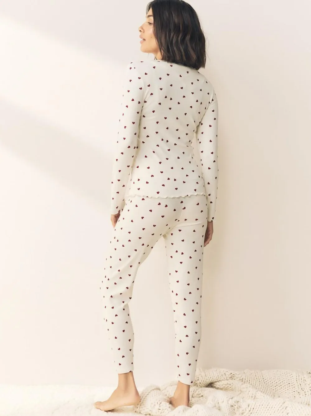 Best Next Thermal Base Layer Long Sleeved Top and Legging Set Cream Heart