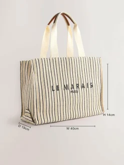 Next Cream Structured Canvas Shoulder Bag^Women Bags