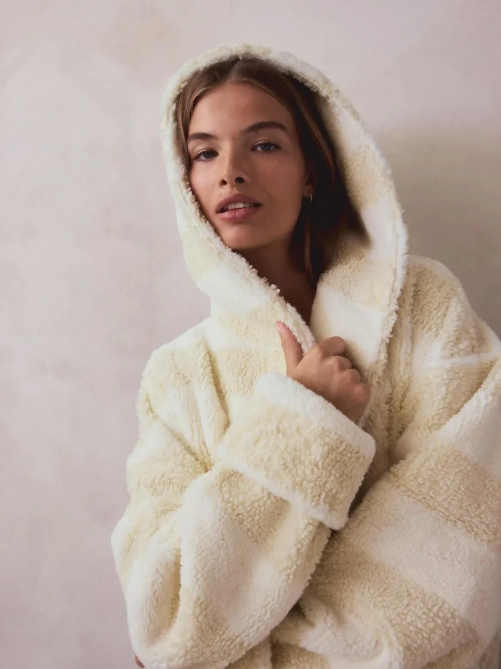 Next Cream Textured Stripe Dressing Gown^Women Bathrobes