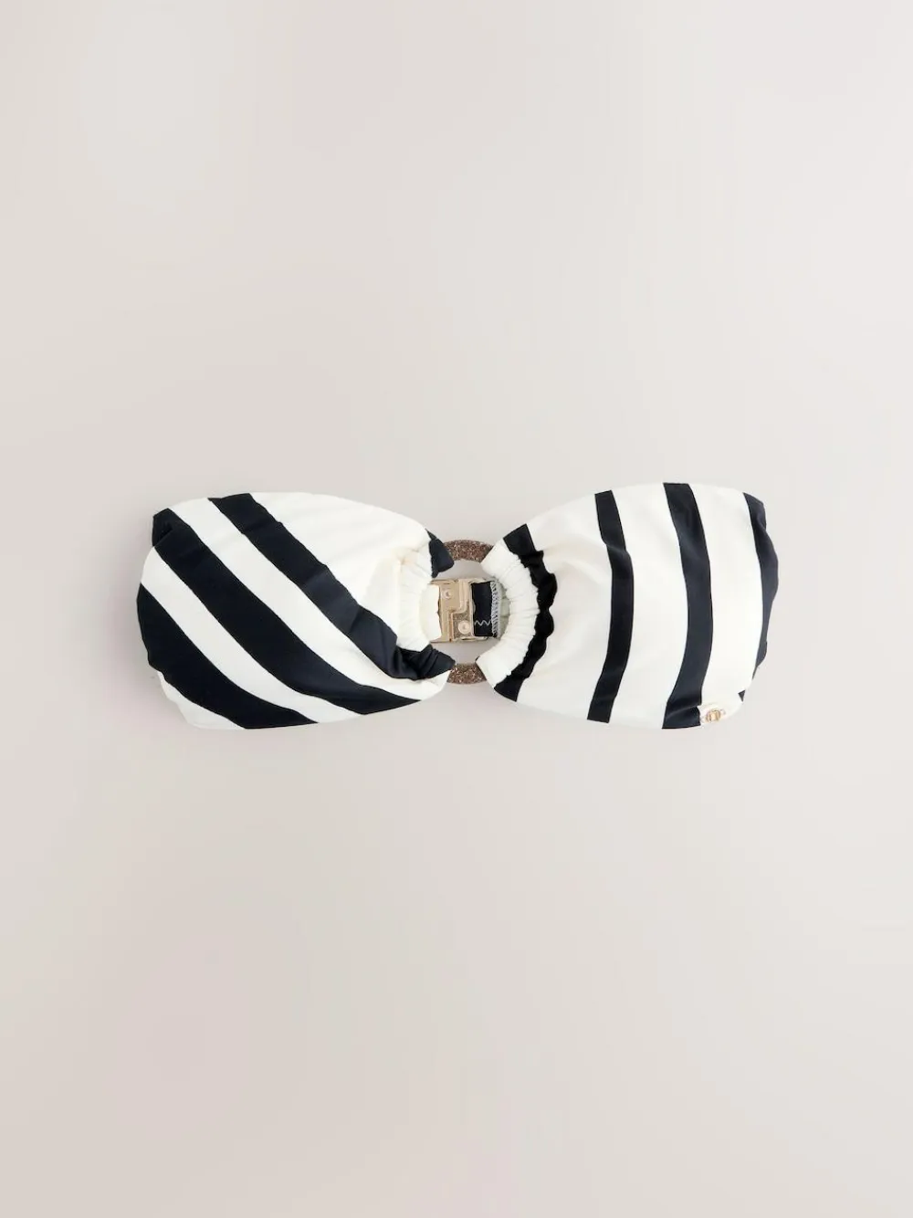 Next Cream/Black Stripe Hardware Bandeau Bikini Top^Women Swimwear