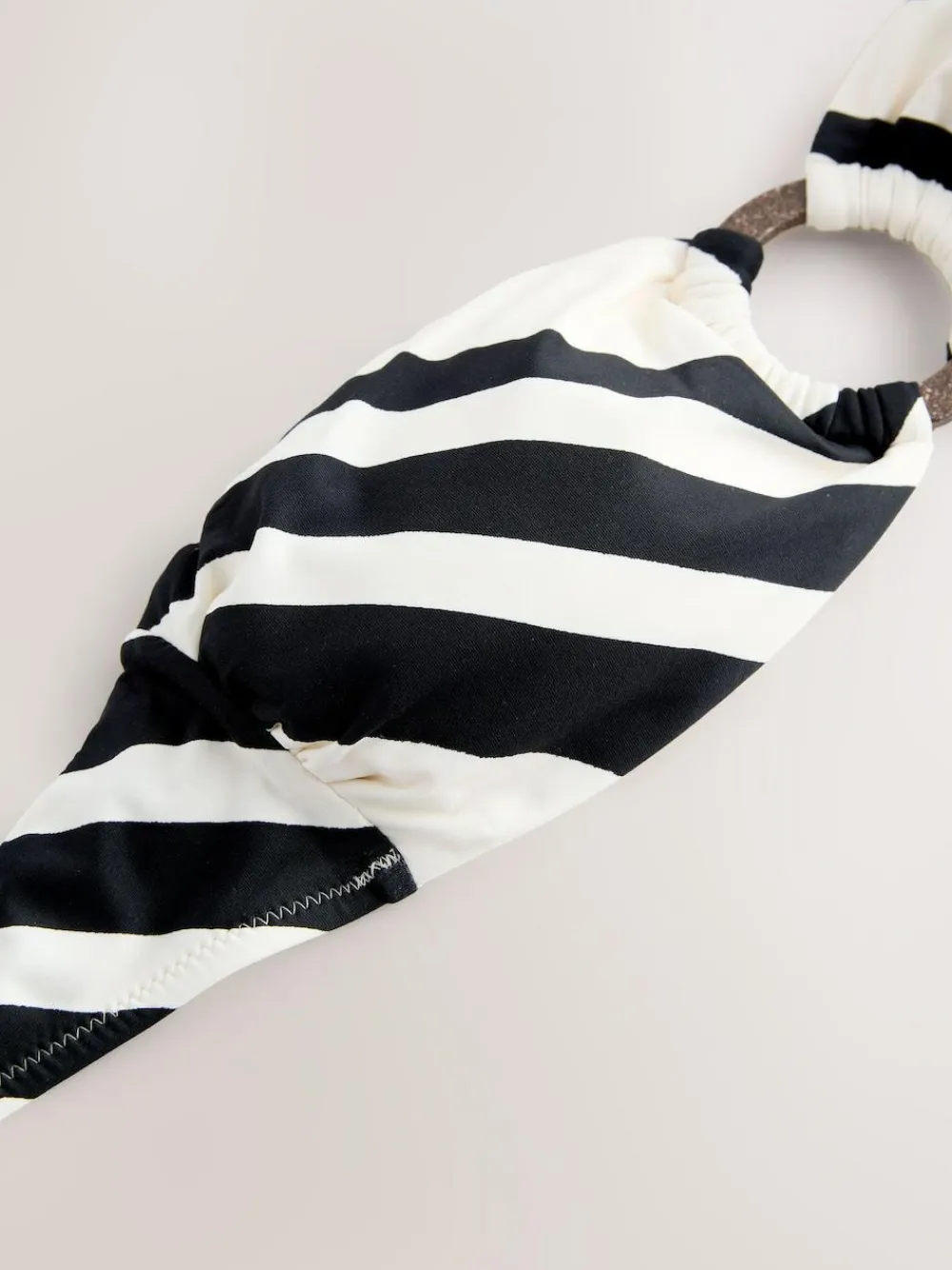 Next Cream/Black Stripe Hardware Bandeau Bikini Top^Women Swimwear