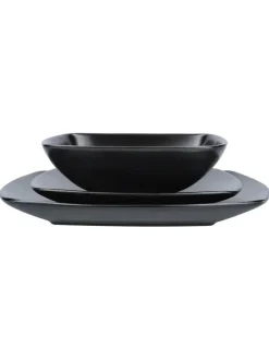 New Creative Tops 12 Piece Black Square Dinner Set