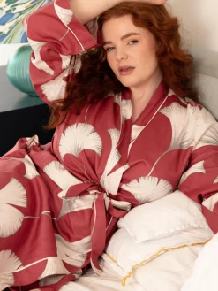 Online Cyberjammies Orange Big Leaf Print Long Sleeve Dressing Gown
