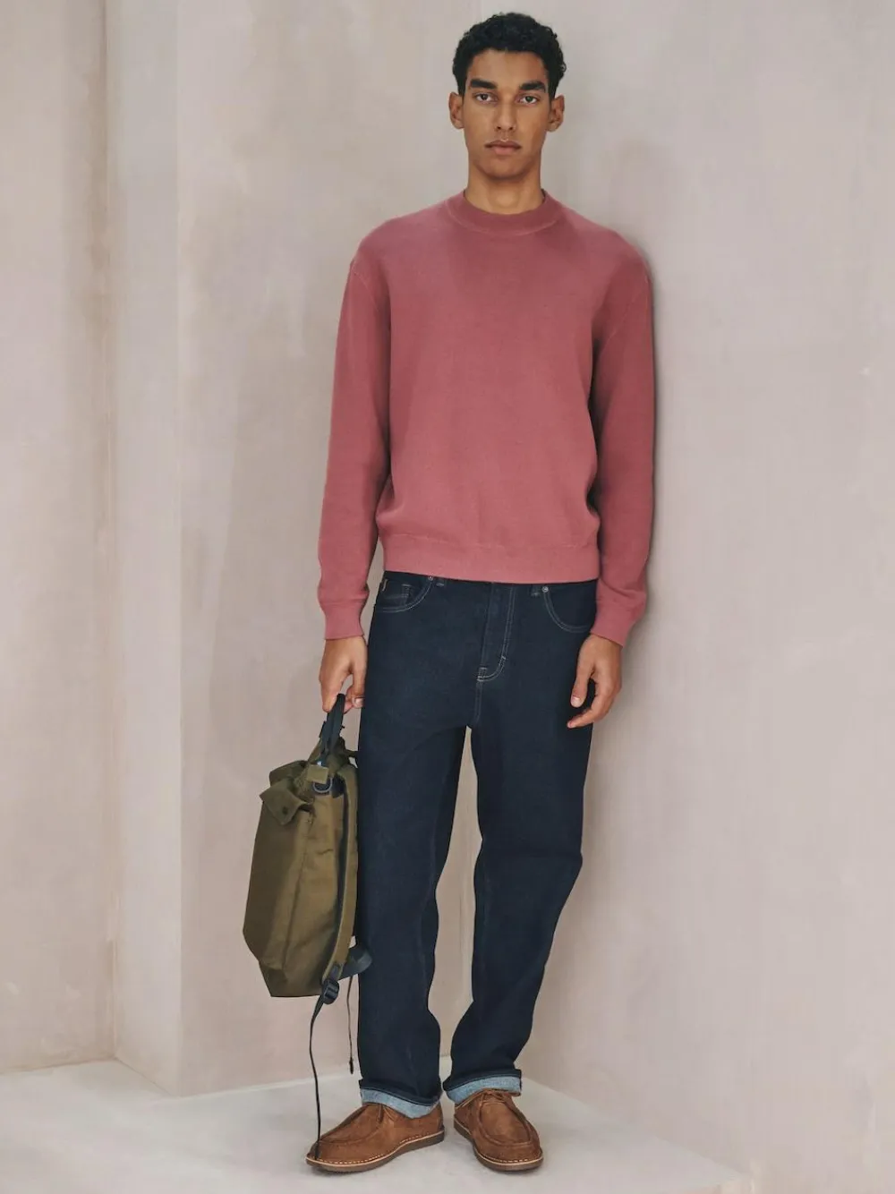 Best Next N. Premium Cotton Rich Relaxed Fit Mid Weight Knitted Sweatshirt Damson Pink