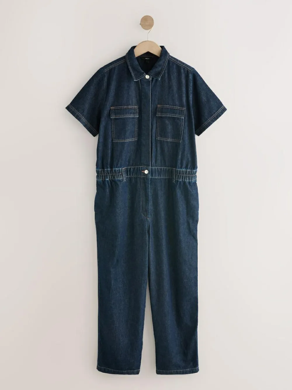 Next Dark Blue 100% Cotton Maternity Denim Boilersuit^Women Jumpsuits & Playsuits