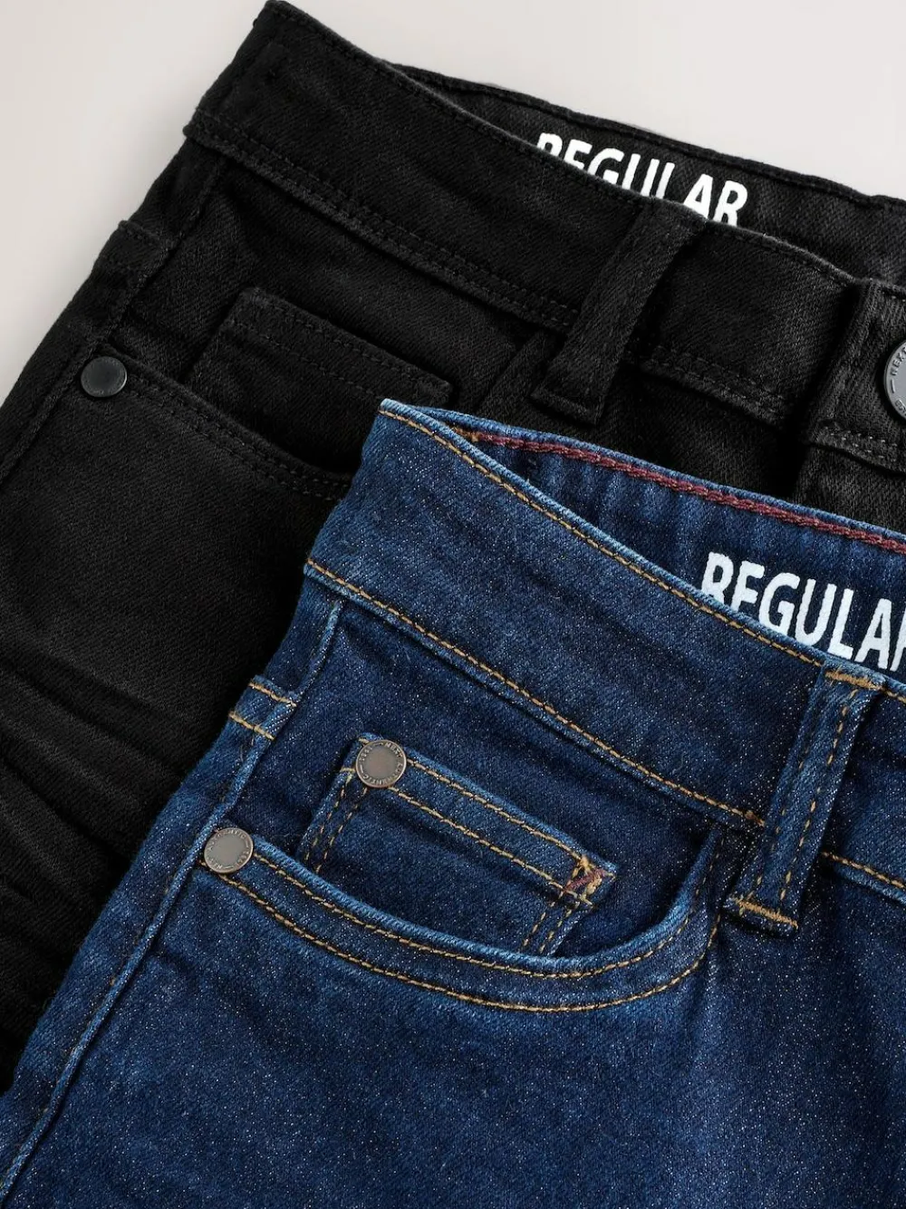 Discount Next Regular Fit Stretch Jeans 2 Pack (3-17yrs) Dark Blue/ Black Denim