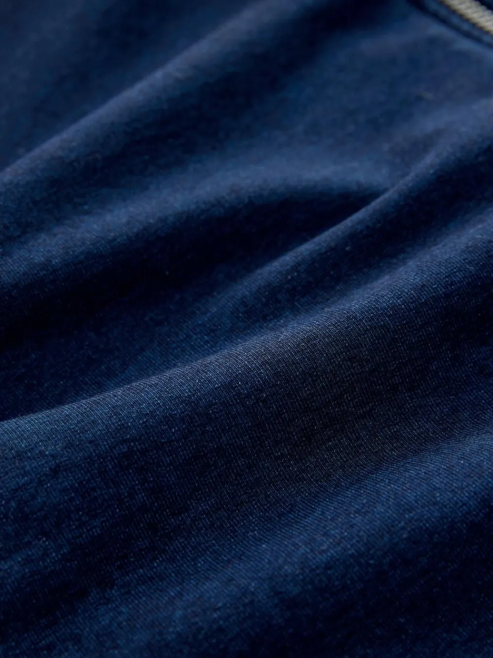 Hot Next Dark Blue Denim Jersey Zip Through Hoodie
