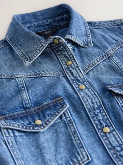 Best Next Fuller Bust Denim Midi Shirt Dress Dark Blue