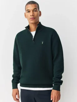 Sale Next Stag Logo N.Premium Regular Fit 100% Cotton Premium Quarter Zip Jumper Dark Green