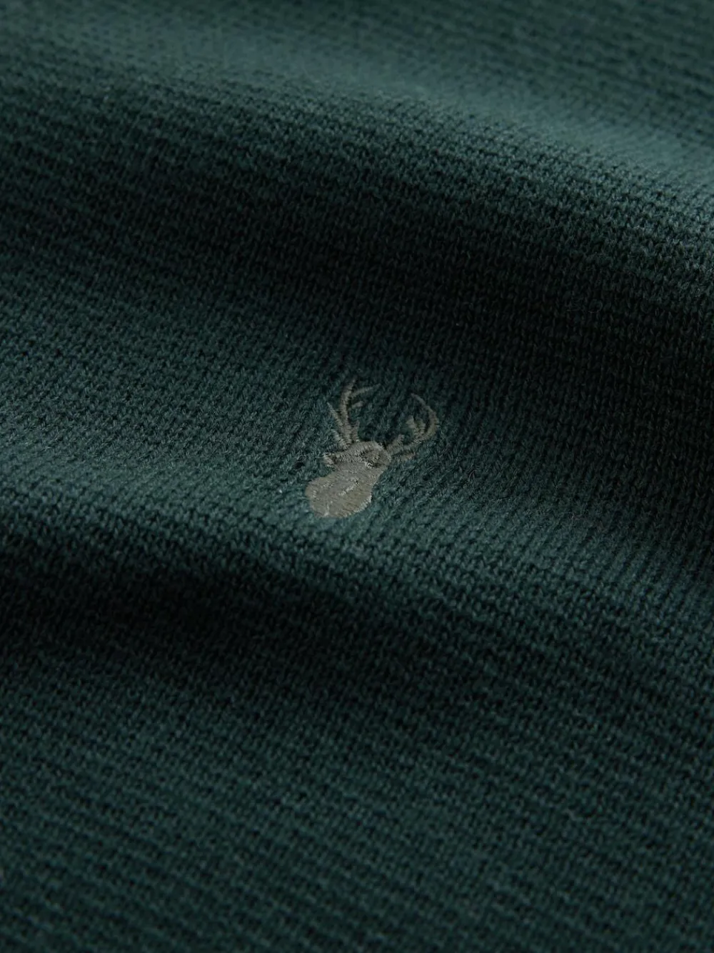 Sale Next Stag Logo N.Premium Regular Fit 100% Cotton Premium Quarter Zip Jumper Dark Green